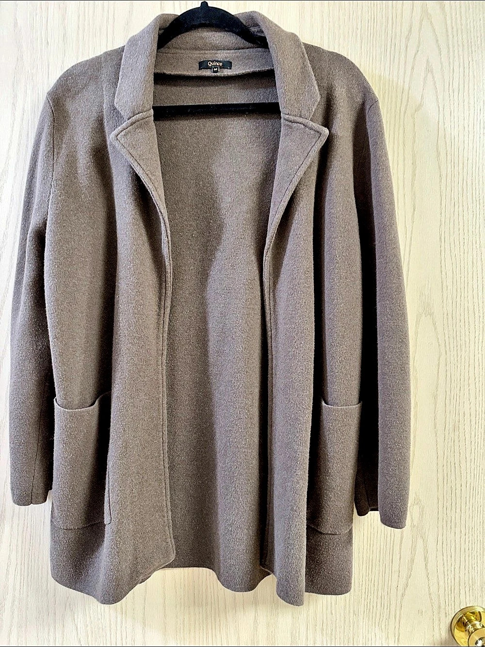 Quince 100% Organic Cotton Knit Blazer Brown Medium